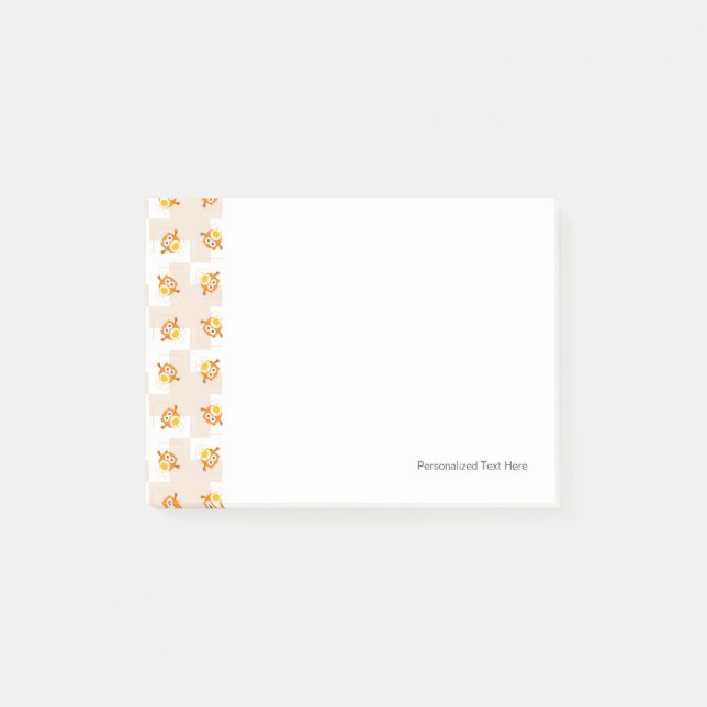 Bloco Post-it Padrão de Ilustração de Coruja Laranja (Frente)