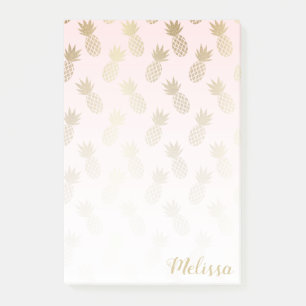 Bloco Post-it Padrão Dourado de abacaxi