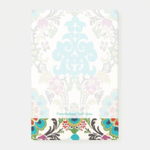 Bloco Post-it Padrão Floral Damask Plum Turquoise