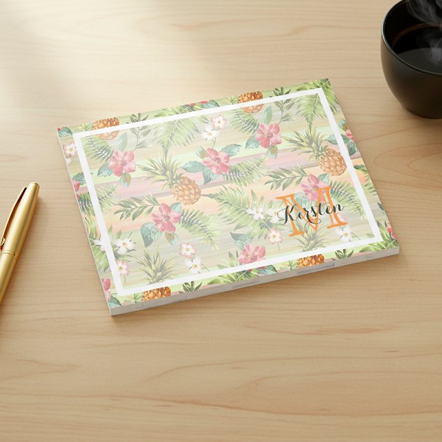 Bloco Post-it Padrão Floral de Frutas Tropicais Personalizado (Criador carregado)