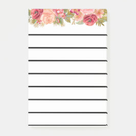 Bloco Post-it Padrão Floral em Aquarela