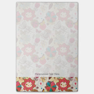 Bloco Post-it Padrão floral no estilo retrô 4