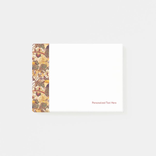 Bloco Post-it Padrão Floral Tropical Com Tigre (Frente)