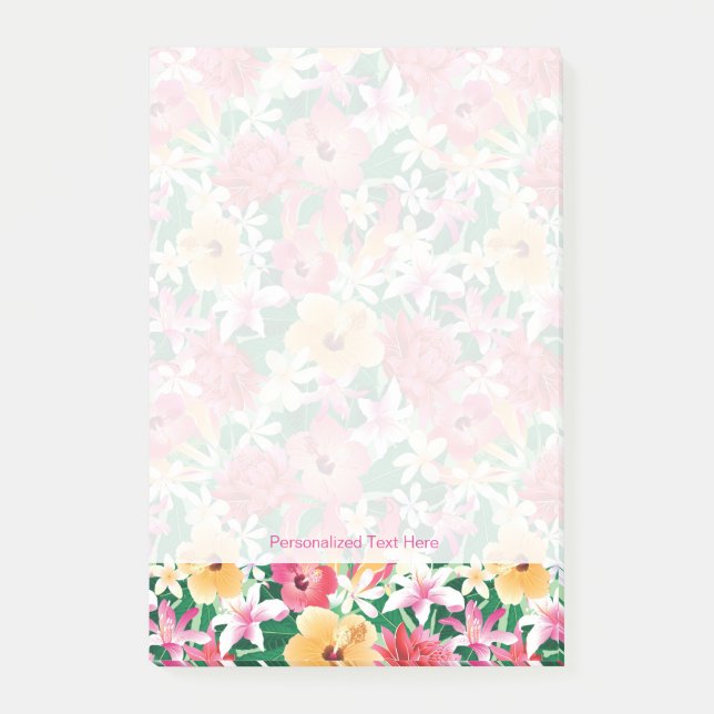 Bloco Post-it Padrão Floral Tropical de Hibiscus (Frente)