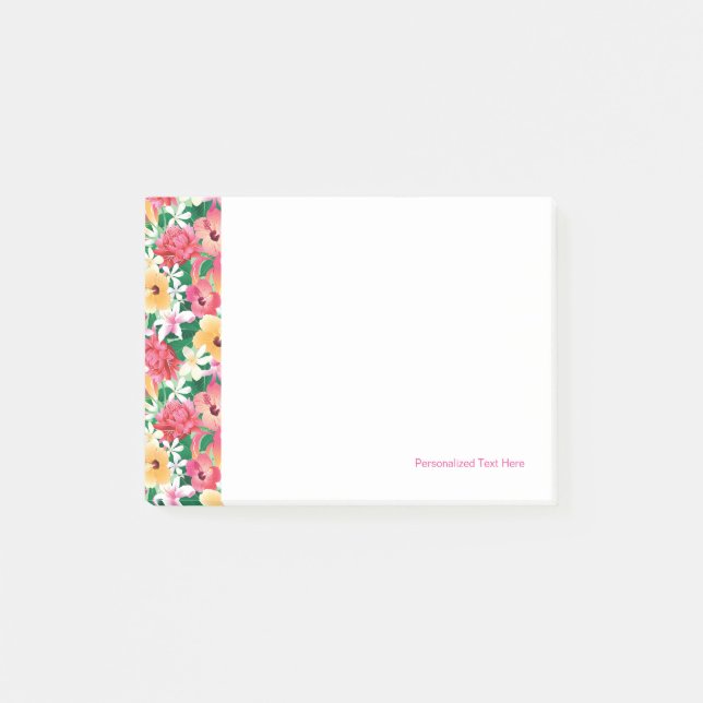 Bloco Post-it Padrão Floral Tropical de Hibiscus (Frente)