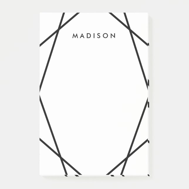 Bloco Post-it Padrão Geométrico Moderno Preto e Branco (Frente)