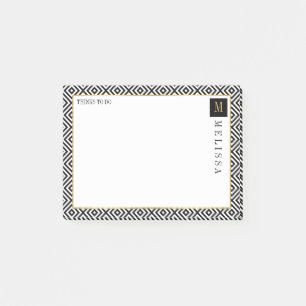 Bloco Post-it Padrão Geométrico Preto E Branco
