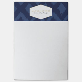 Bloco Post-it Padrão Ikat em Notas de Posto do Designer Azul