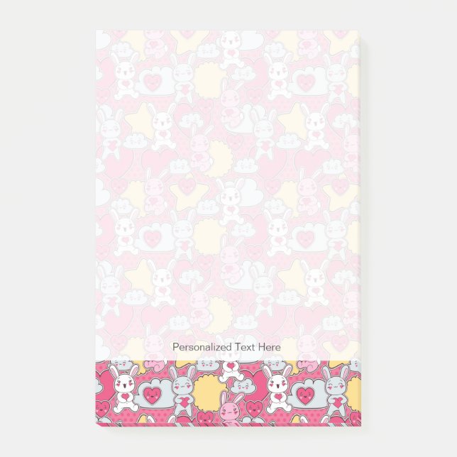 Bloco Post-it Padrão Infantil Kawaii com Doodles Gafanhotos (Frente)