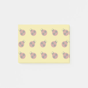 Bloco Post-it Padrão Ladybug no gráfico amarelo