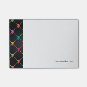 Bloco Post-it Padrão multicolorido com crânios
