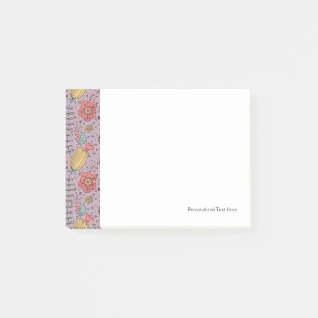 Bloco Post-it padrão Na moda floral com flores (Frente)
