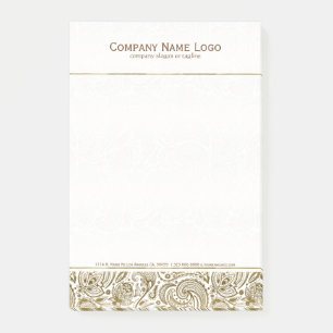 Bloco Post-it Paisley Floral Dourado E Branco Elegante