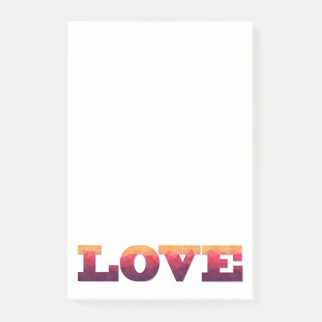 Bloco Post-it Palavra amor roxo, notas adesivas rosa (Frente)