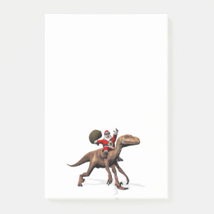 Bloco Post-it Papai Noel Andando Em Deinonychus