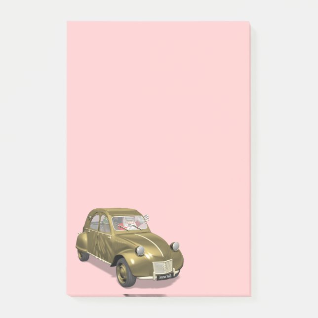 Bloco Post-it Papai Noel Na Citroen 2CV (Frente)