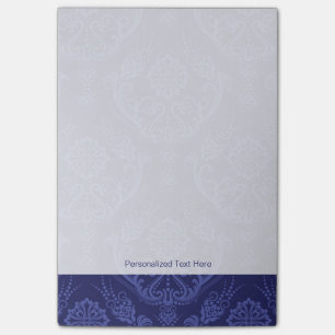 Bloco Post-it Papel de parede floral azul luxuoso do damasco