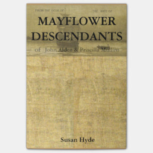 Bloco Post-it Parente de descendentes Alden-Mullins de Mayflower