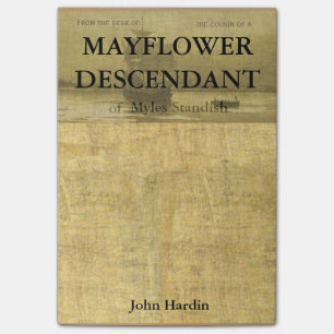 Bloco Post-it Parente de descendentes Myles Standish de