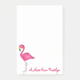 Bloco Post-it Pássaro Tropical de Flamingo Rosa Personalizado