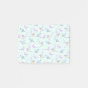 Bloco Post-it Pássaros Exóticos Selvagens Padrão de Aquarela