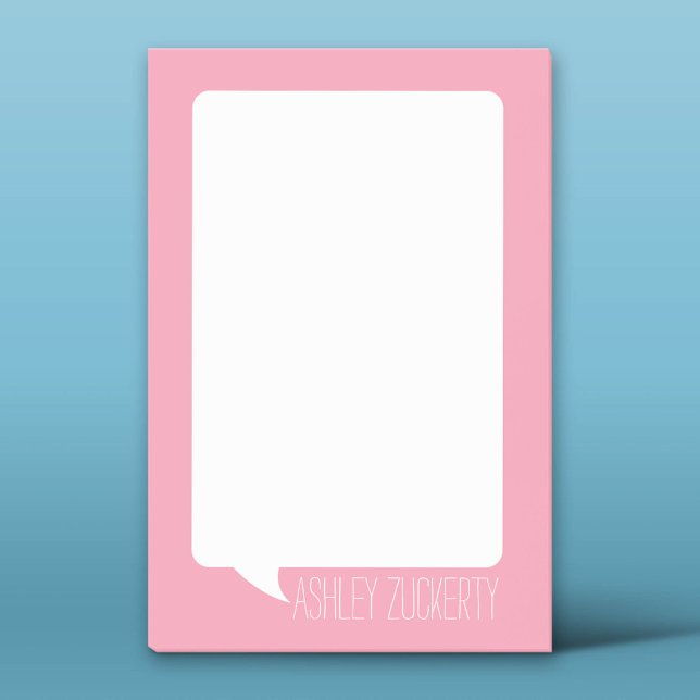 Bloco Post-it Pastel Pink & White Talk Bubble Personalizado (Custom Post-it Notepad)