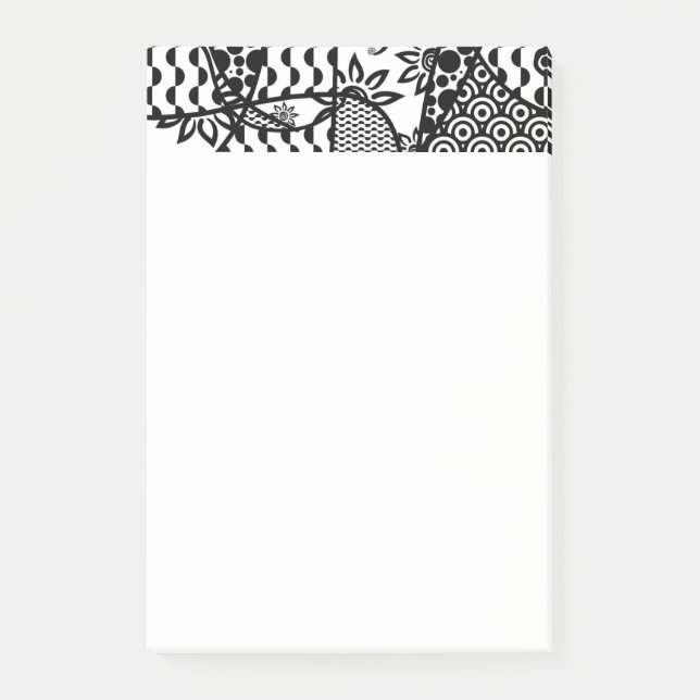 Bloco Post-it Patchwork Preto e Branco Padrão 03 (Frente)