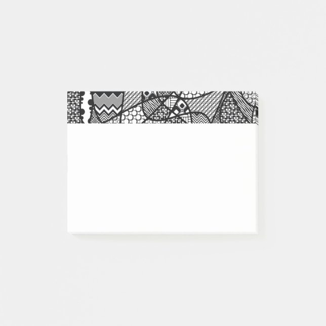 Bloco Post-it Patchwork Preto e Branco Padrão 05 (Frente)
