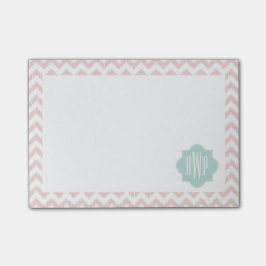 Bloco Post-it Peach Chevron Ikat Monogrammed Posta Notas