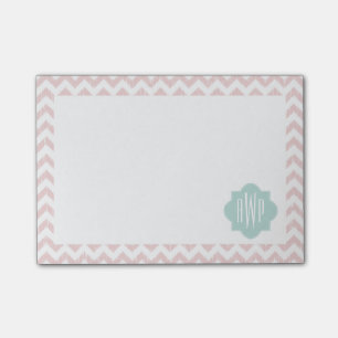 Bloco Post-it Peach Chevron Ikat Monogrammed Posta Notas