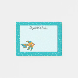 Bloco Post-it Peixes tropicais alaranjados e azul personalizado