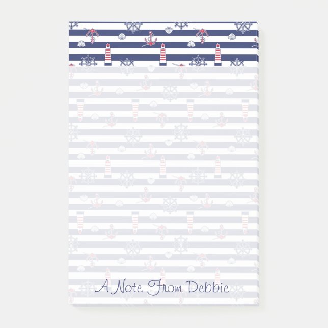 Bloco Post-it Pelo teste padrão do mar | adicionam seu nome (Frente)