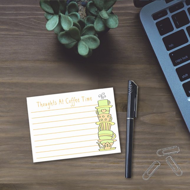 Bloco Post-it Pensamentos Divertidos Do Pastel No Café, Copos Em (Criador carregado)