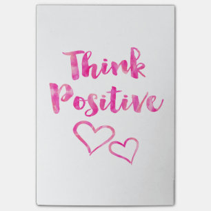 Bloco Post-it Pense citações positivas da aguarela