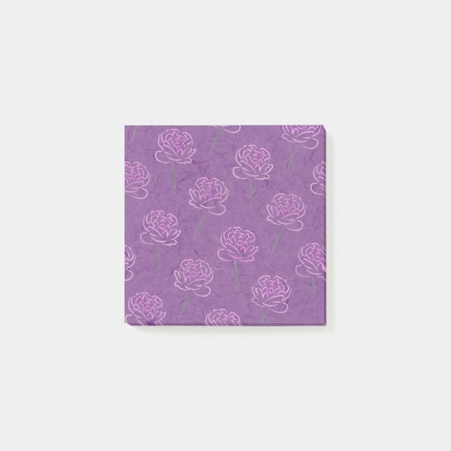 Bloco Post-it peônias cor-de-rosa - Posto-It Notes pad (Frente)