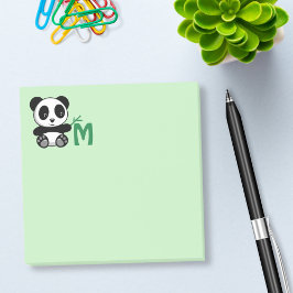 Bloco Post-it Pequeno Panda Bonito com Monograma Bamboo Stick