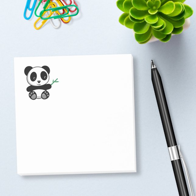 Bloco Post-it Pequeno Panda Bonito com um Bambu Stick (Criador carregado)