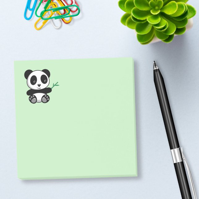 Bloco Post-it Pequeno Panda Bonito com um Bambu Stick (Criador carregado)