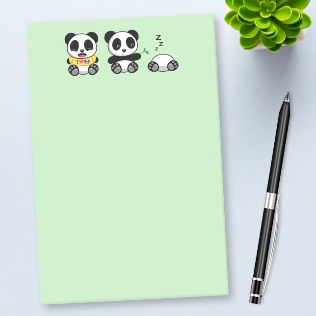 Bloco Post-it Pequenos Pandas Bonitos em Verde (Criador carregado)
