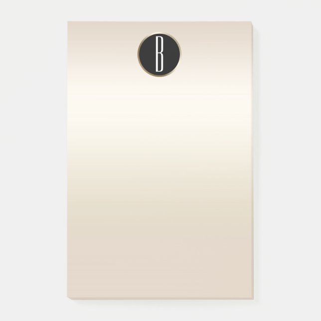Bloco Post-it Pérola Dourado Brilho Glam Kraft Monograma Rústica (Frente)