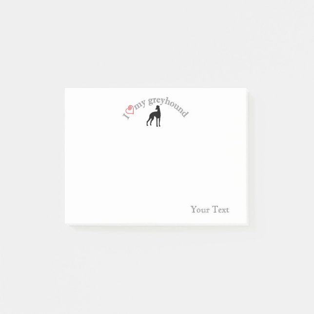 Bloco Post-it Personalizado "mim coração meu galgo " (Frente)