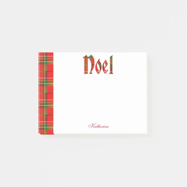 Bloco Post-it Personalizar: "Noel" - Tipografia de Tartan de Nat (Frente)