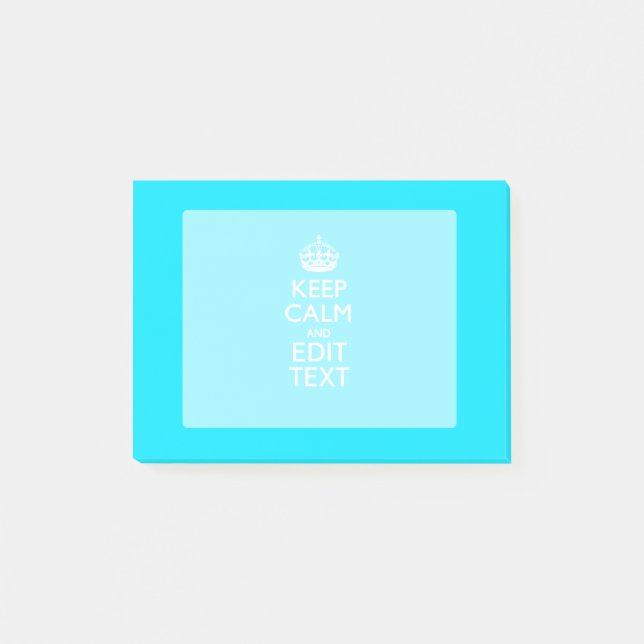 Bloco Post-it Personalize mantêm a calma seu azul de turquesa do (Frente)
