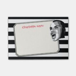 Bloco Post-it Pessoa que Shouting em listras pretas em alguma