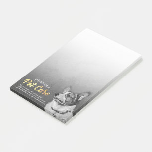 Bloco Post-it Pet Care Sentado Preto e Branco Pintura de Óleo de