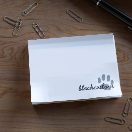 Bloco Post-it Pet Paw Imprimir Branco Personalizado do Gato