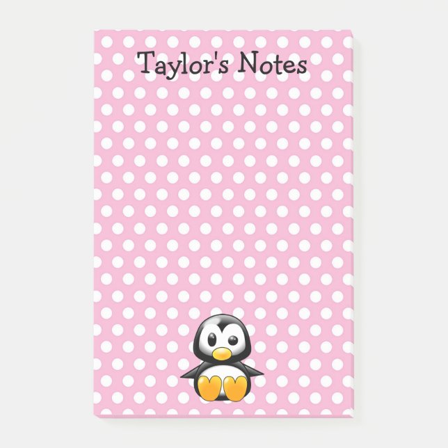 Bloco Post-it Pinguim de desenho animado fofo e engraçado person (Frente)