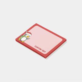 Bloco Post-it Pinguim de Natal andando na neve
