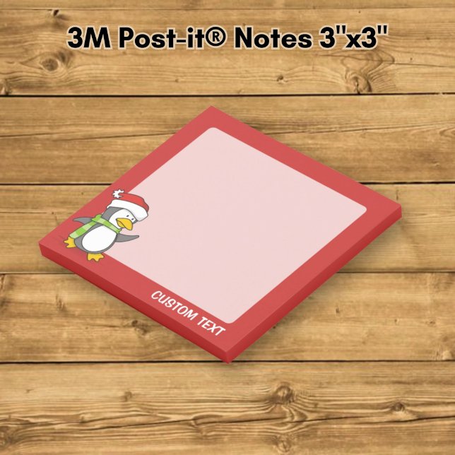Bloco Post-it pinguim de Natal andando na neve (Criador carregado)