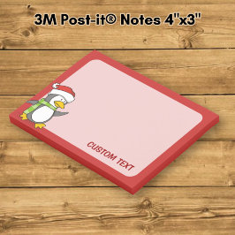 Bloco Post-it pinguim de Natal andando na neve